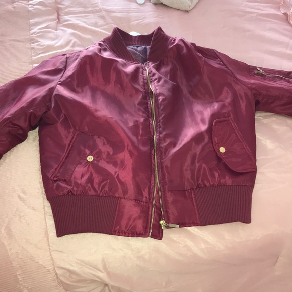 Burgundy Bomber Jacket💋 - Picture 2 of 8